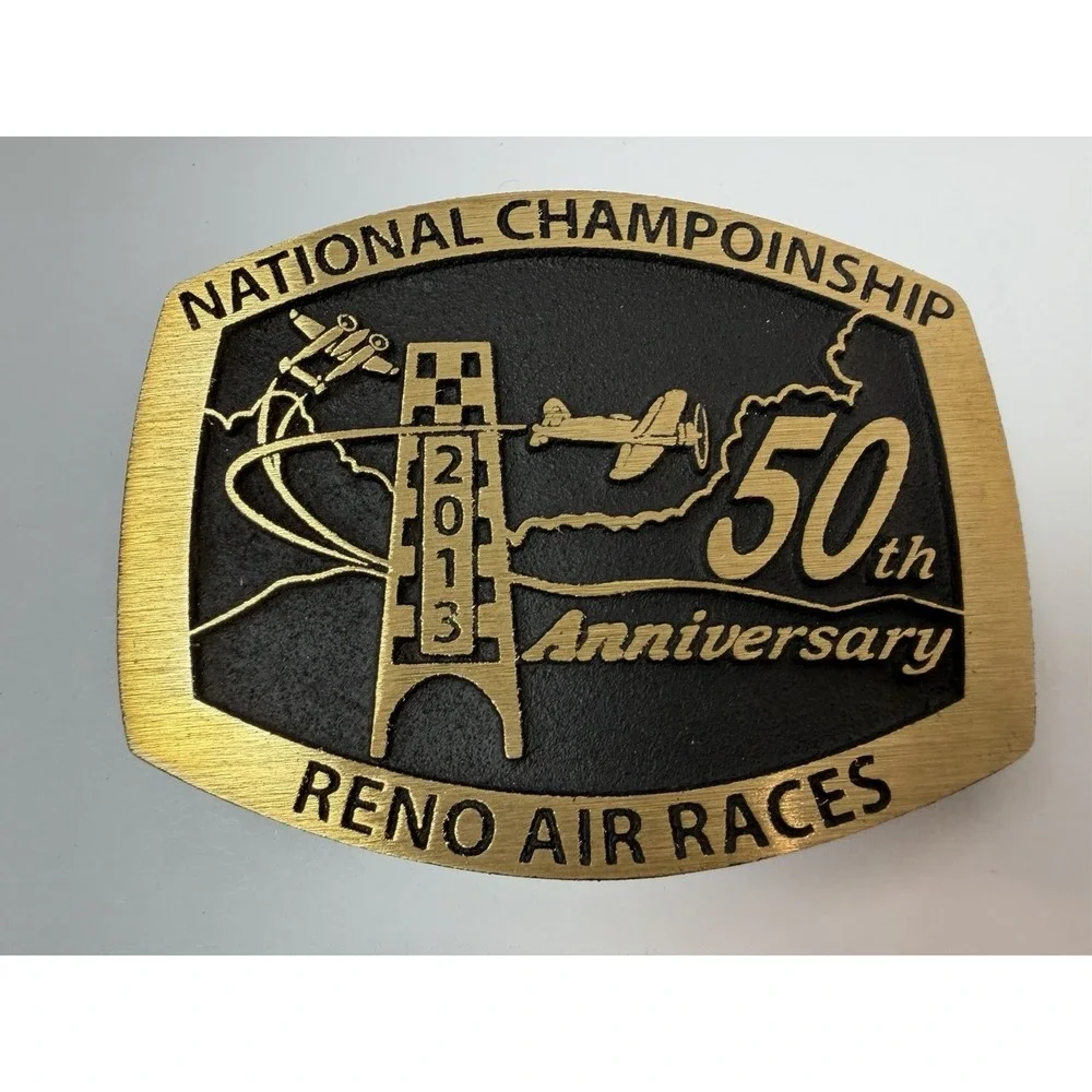 2013 Reno National Championship Air Races Brass Belt Buckle 50th‎ Anniversary